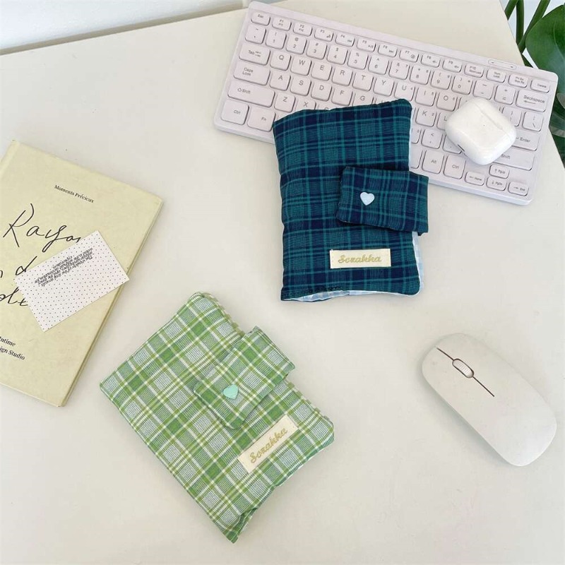 녹색과 흰색 격자무늬가 있는 수제 제본용 천 커버, 한 - Stationery Books 리뷰 및 가격